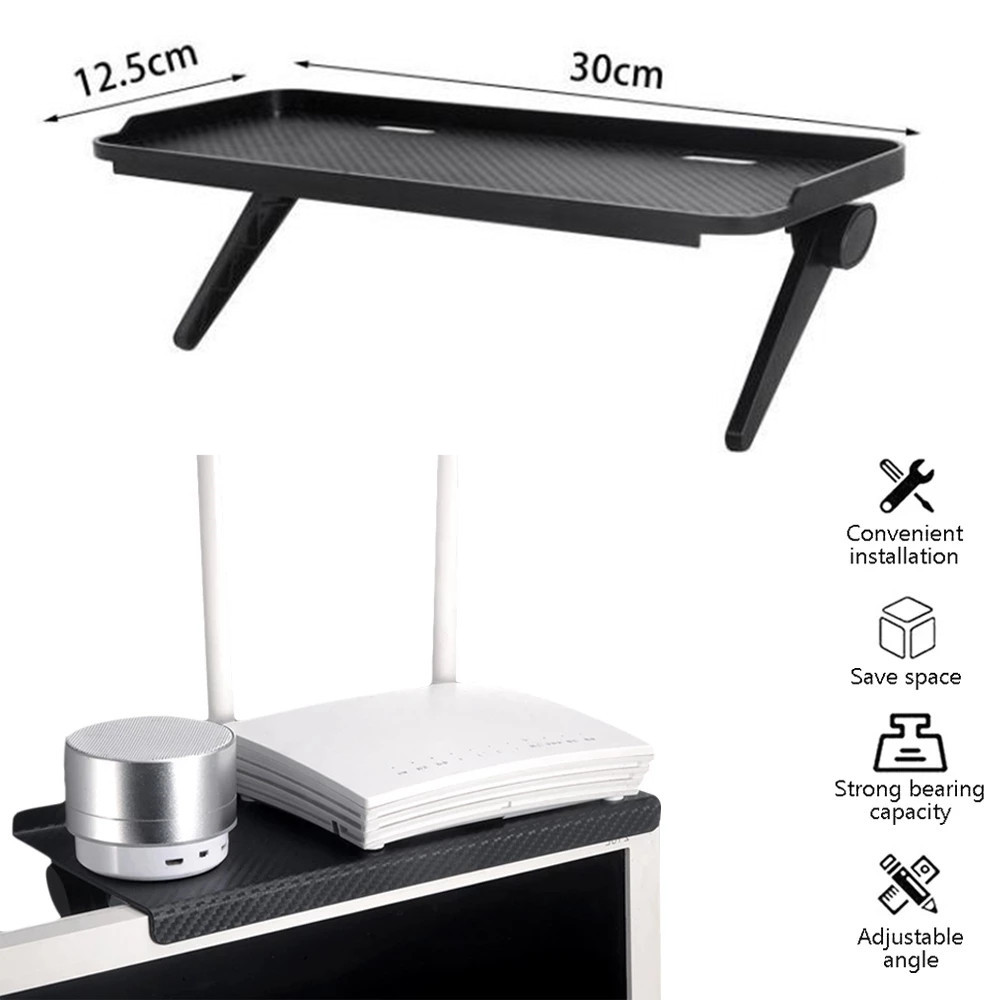 Adjustable TV Screen Top Shelf Computer Monitor Desktop Screen Top Storage Rack TV Media Box， Router Shelf Rack Home Organizer