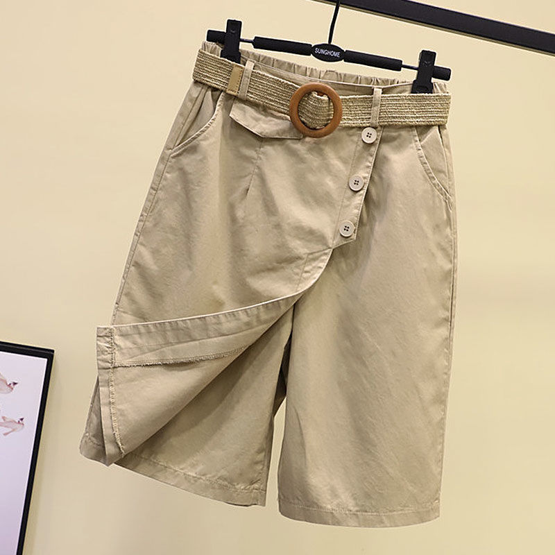 Pants Skirt for Women Shorts  Summer Wide Leg Blue High Waist A Line Pockets Woman Short Like Black   Culotte